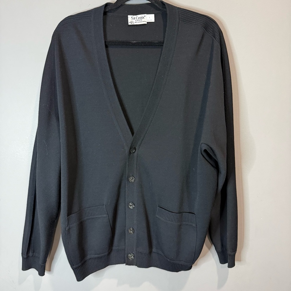 St. Croix Men’s‎ Size Large Black Wool Cardigan